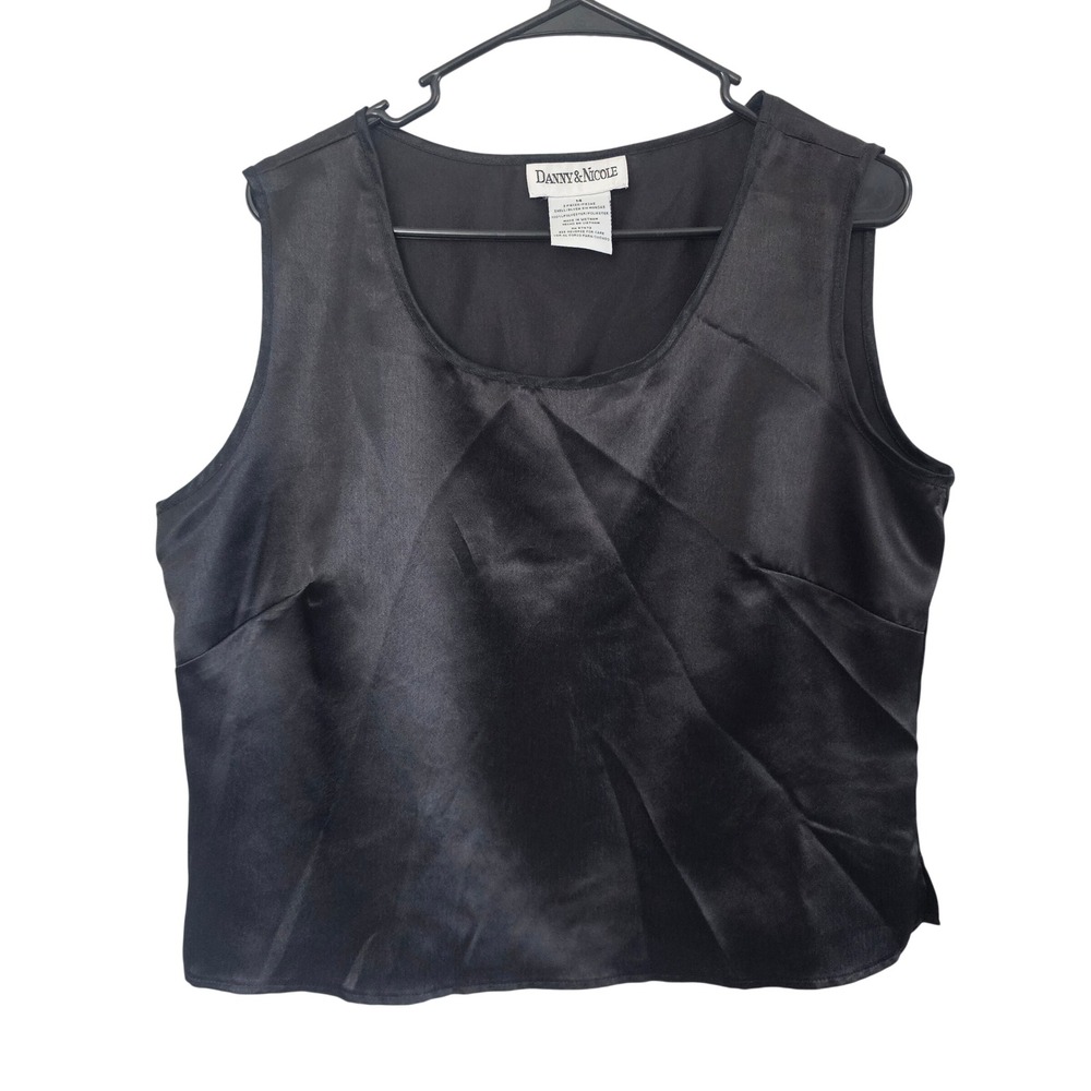 Danny & Nicole Black Satin Sleeveless Shell Top Blouse Size 14 RN 67473